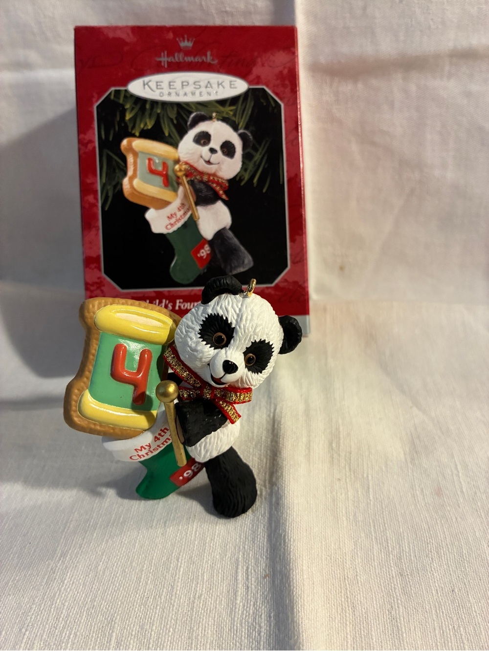 Hallmark Keepsake Ornament My 4th Christmas Panda sticking cookie 1998 vintage